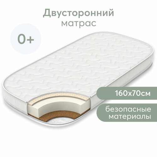 95042 Матрас для детской кроватки Mommy Love 160х70 Happy Baby со съемным чехлом белый 8372₽