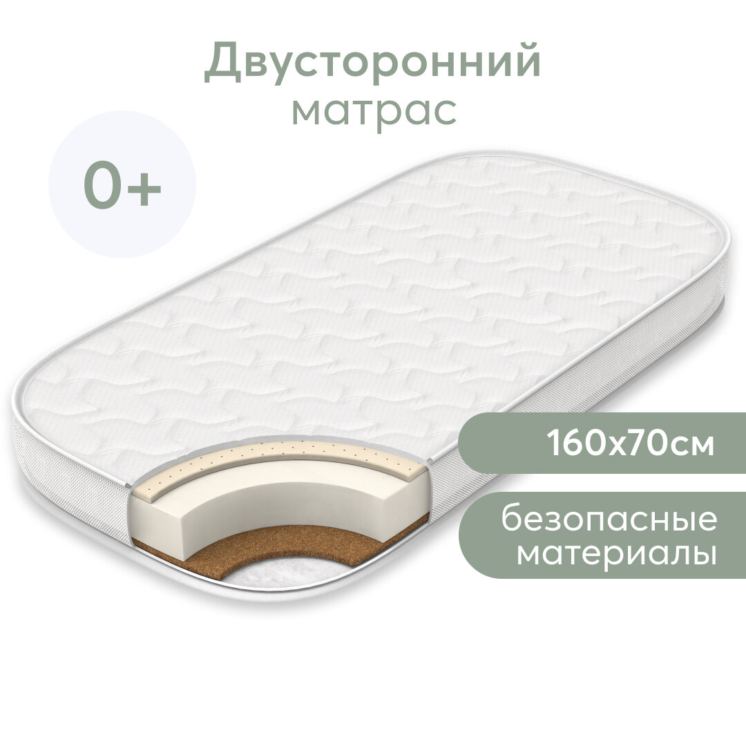 фото 95042, Матрас для детской кроватки Mommy Love 160х70 Happy Baby, со съемным чехлом, белый