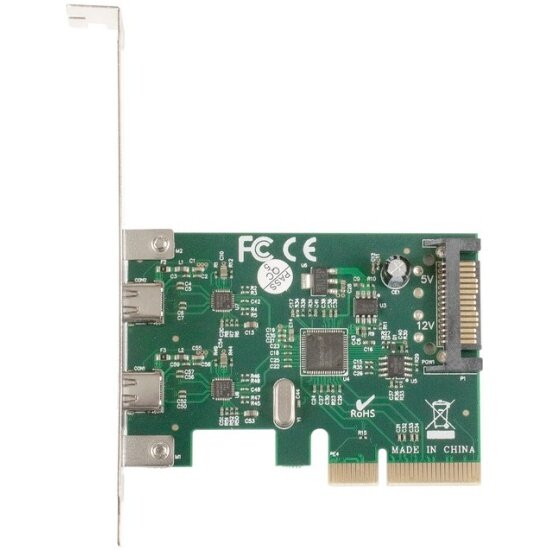 Контроллер Exegate EXE-313 PCI-Ex4, 2*USB3.1 Type-C ext, разъем доп. питания (OEM) EX283715RUS