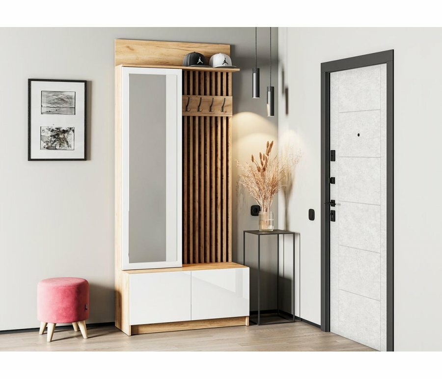 фото Готовая прихожая Woodville Молд 1000 дуб крафт золотой / серый графит