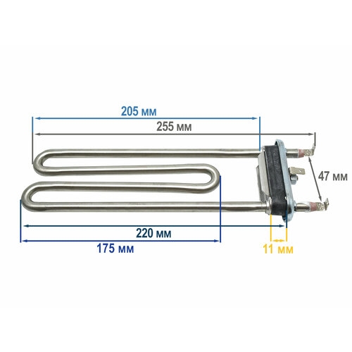 тэн нагревательный элемент 2000w для стиральной машины samsung без отверстия под датчик керамическое покрытие l 220 мм dc47 00033a dc47 00033b kawai Тэн (нагревательный элемент) для стиральной машины Samsung, прямой без датчика 2000W DC47-00033B