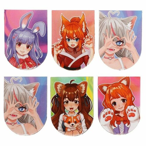 Магнитные закладки 6 штук Neko girl's магнитные закладки знаковые писатели 6 штук