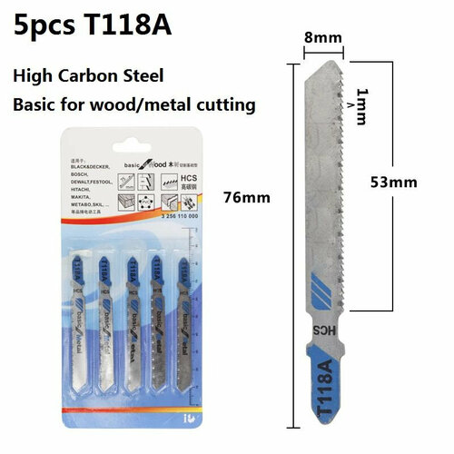 Пилка для лобзика по металлу T118A HCS 5 шт 359₽