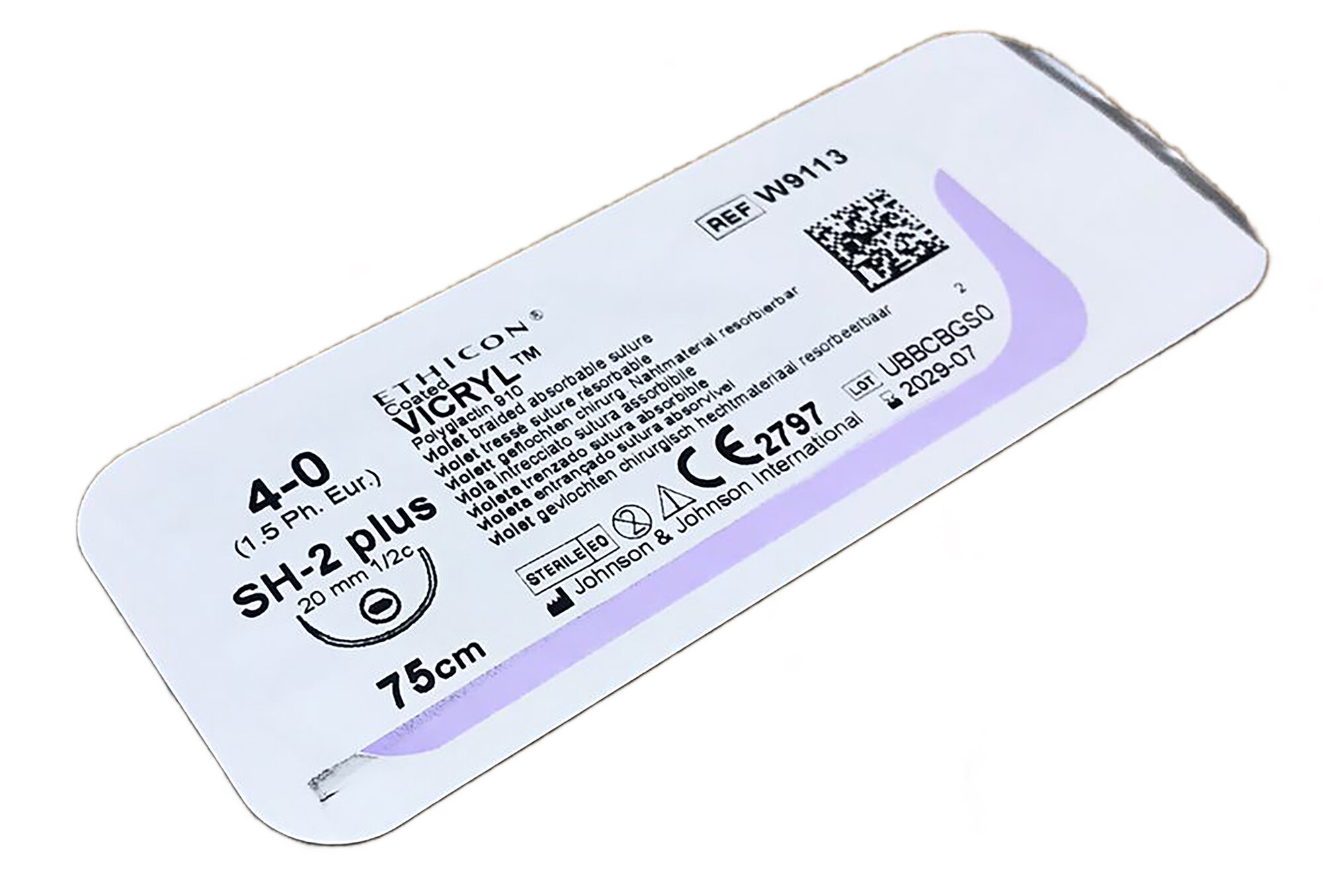 Шовный материал VICRYL, ETHICON, 4-0 0,04мм, длина 2см, 1 шт