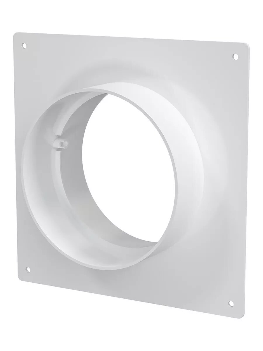 Соединитель круглых каналов с накладной пластиной Era 10SKNP, 150х150 мм, D100 мм, белый — фото 1