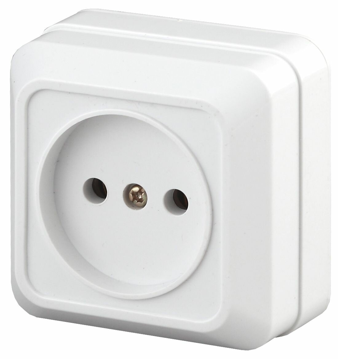 Розетка без заземления Intro Quadro 2-201-01, 16А-250В, 2P, ОУ, IP20, белая