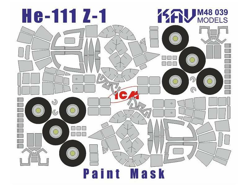 Окрасочная маска на остекление He-111Z-1, ICM. Масштаб 1:48