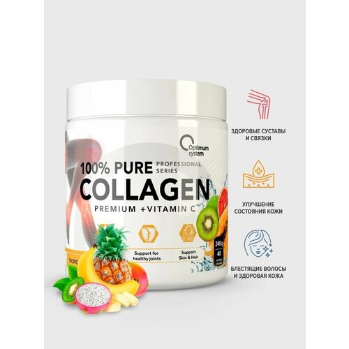 Коллаген 100% Pure Collagen Powder 240 гр (Optimum System) Тропический