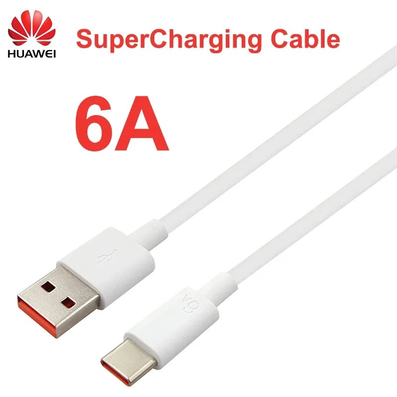 Зарядный кабель Huawei 6A Mate 50, USB Type C для Nova 7 Mate 20 30 40 60 P30 P40 P50 P60 Pro Honor 30S, оригинал, 150CM — фото 1