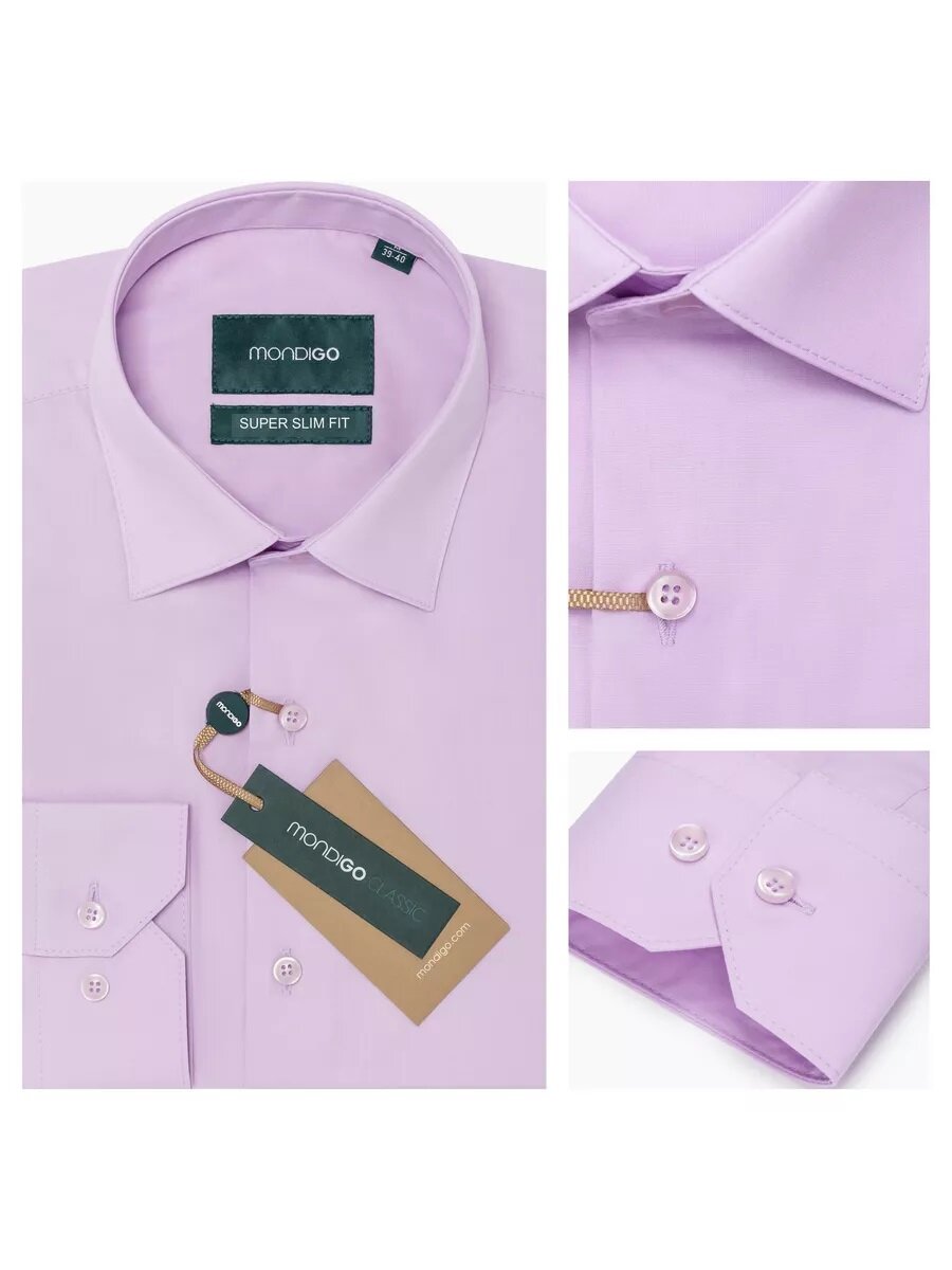 Рубашка MONDIGO приталенная с вытачками на спине SUPER SLIM FIT, размер M - 170-182, сиреневый — фото 1