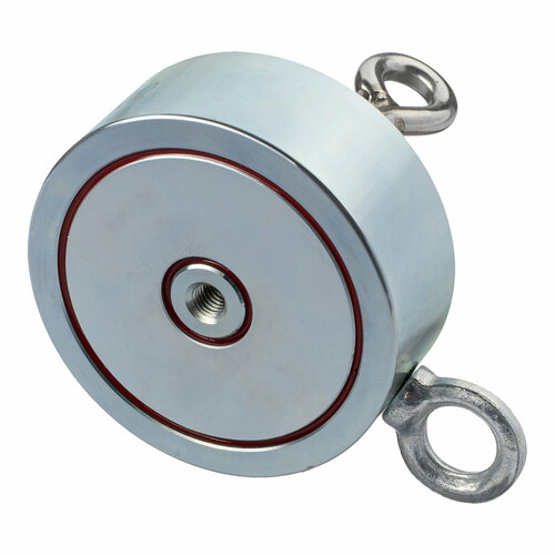 Поисковый магнит двухсторонний Росмагнит F400х2, сила сц. 580 кг (с веревкой 20м 8мм)