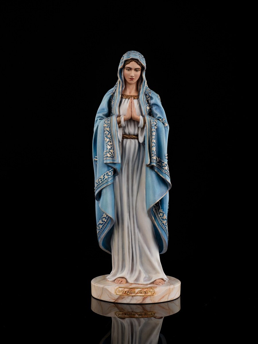 Статуэтка Дева Мария с младенцем, 24см, литьевой мрамор, ручная роспись — фото 1