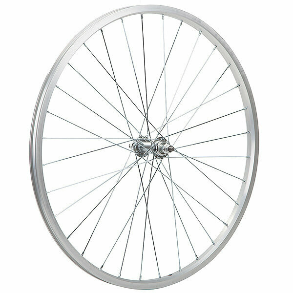 Колесо 26" переднее, одинарный алюм. обод 32 отв, втулка SF A03F сталь, болт, насып подшип