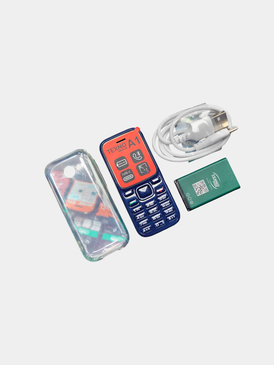 Телефон Texnomax "A1 MINI", кнопочный, классический корпус, 2 SIM, синий — фото 1