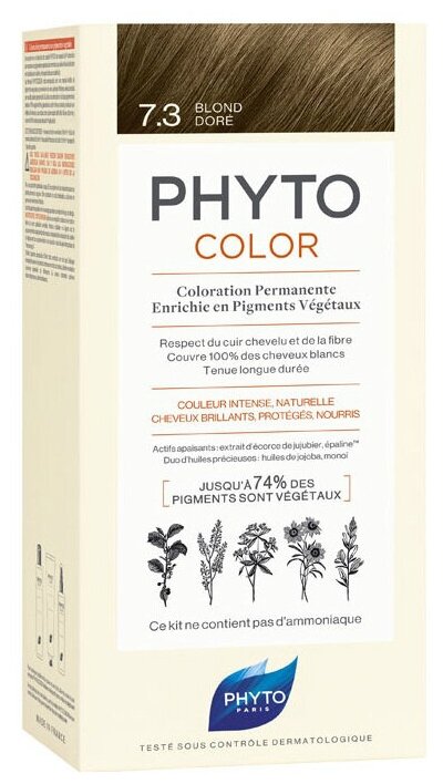 PHYTO PhytoColor краска для волос Coloration Permanente, 7.3 Золотистый блонд