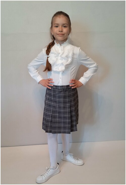 Школьная юбка РУСЬ, размер 158-42, серый