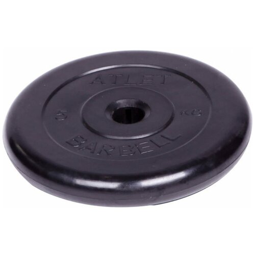 Обрезиненный диск Barbell Atlet d 31 мм, чёрный, 5.0 кг СГ000001513