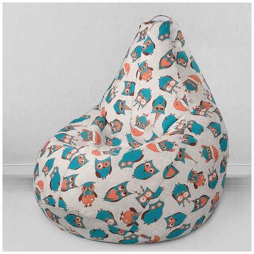 фото Mypuff кресло-мешок груша, размер xххl-комфорт, мебельный хлопок, новогодние совы