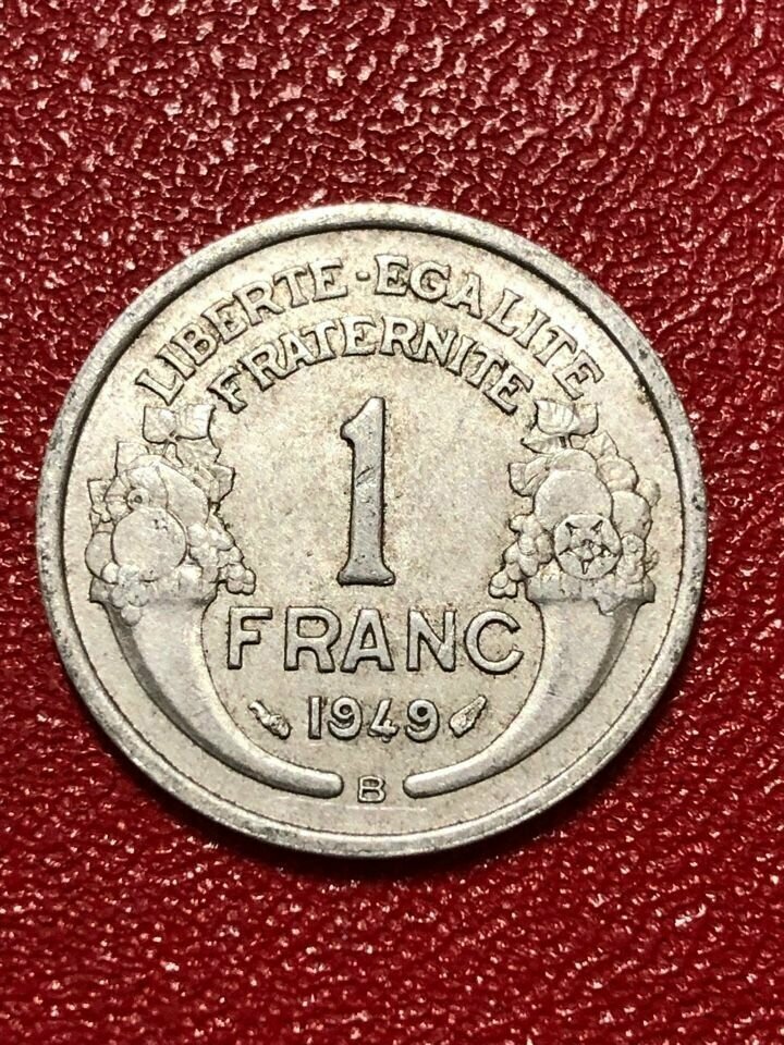 Монета Франция 1 Франк 1949 год #4-4