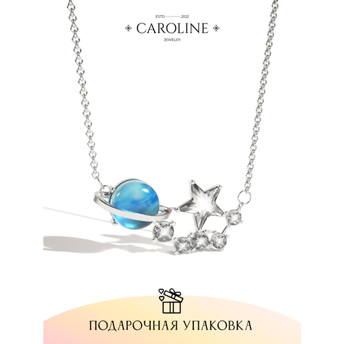 Колье Caroline Jewelry, лунный камень, длина 46 см, серебряный колье caroline jewelry лунный камень длина 48 см серебряный