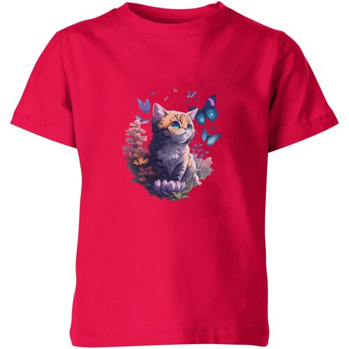 Футболка Us Basic, размер 14, розовый детская футболка котёнок и бабочки 128 красный