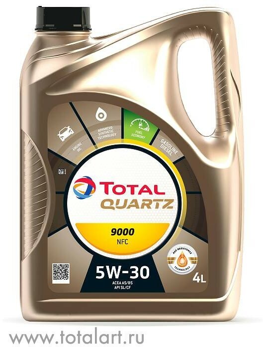 Синтетическое моторное масло TOTAL Quartz 9000 NFC 5W-30, 4 л, 1 шт.