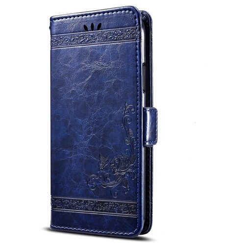 фото Чехол-книжка mypads для honor 9x (stk-lx1)/ huawei honor 9x premium / honor 9x (russia) без отпечатка пальца с фактурной прошивкой рельефа кожи крокодила с застежкой и визитницей синий