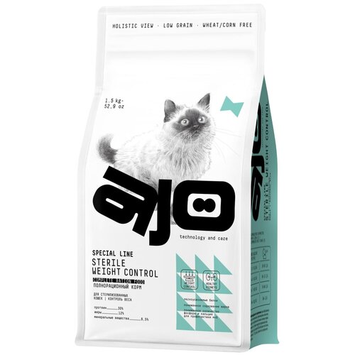 Сухой корм AJO Sterile Weight Control для стерилизованных кошек контроль веса 1,5 кг корм для кошек ajo cat sterile weight control для стерилизованных контроль веса курица сух 10кг