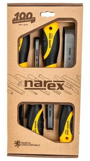 Набор Narex из 4 плоских стамесок с ручкой 860601