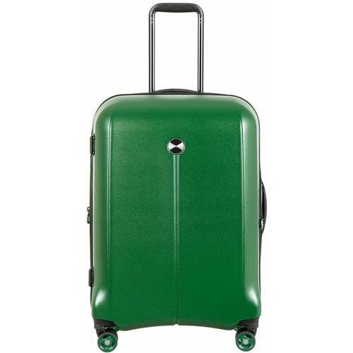 фото Чемодан verage gm20075w24 dark green, поликарбонат, пластик, увеличение объема, опорные ножки на боковой стенке, зеленый