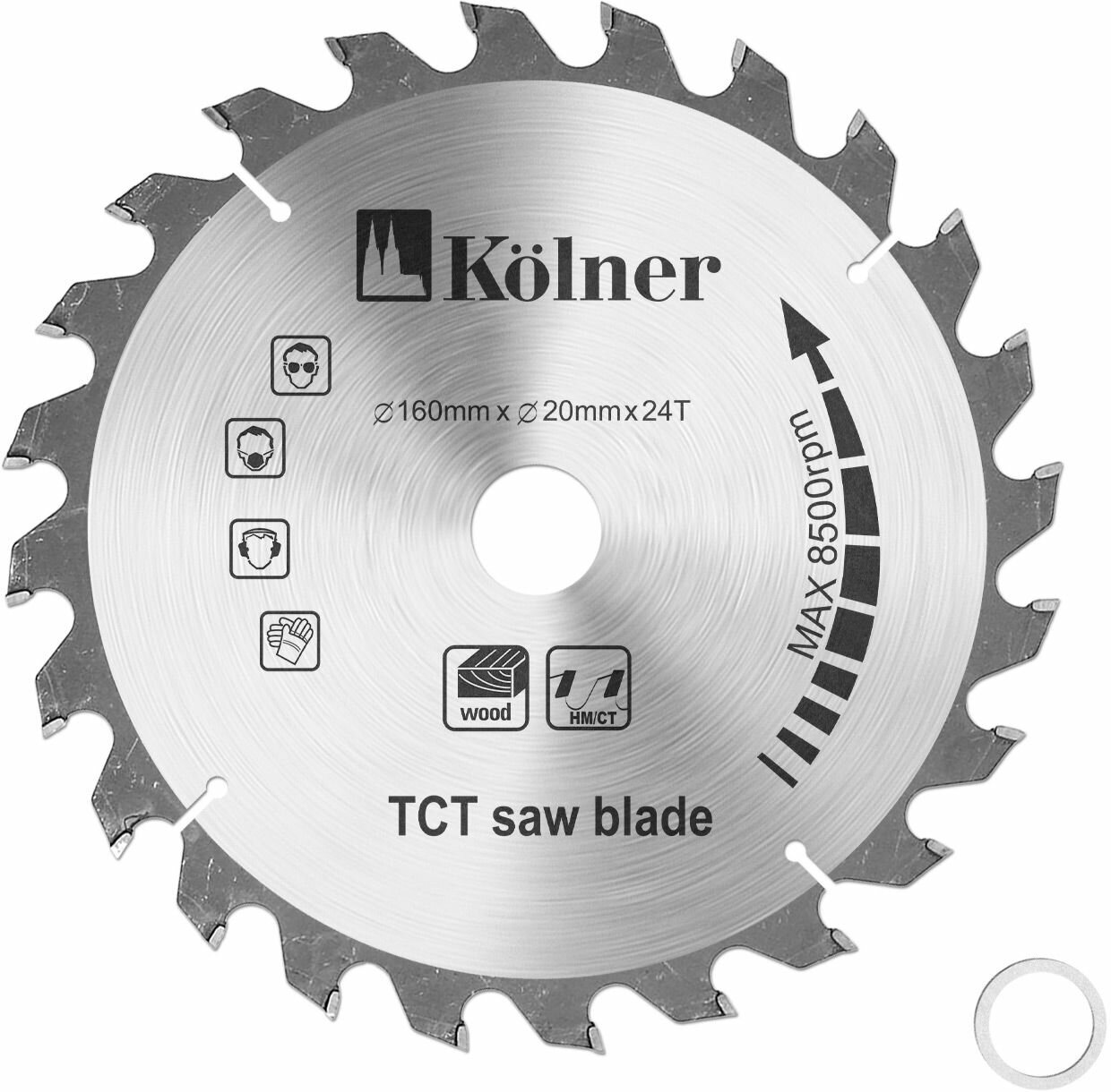 Kolner KSD 160*16/20*24 (50шт) Пильный диск макс. число оборотов 7600об/мин  адаптер 16/20