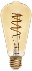 Лампа светодиодная "капля" т/б 7 Вт Filament спираль золотой 655306 GLDEN-ST64SS-7-230-E27-2700К