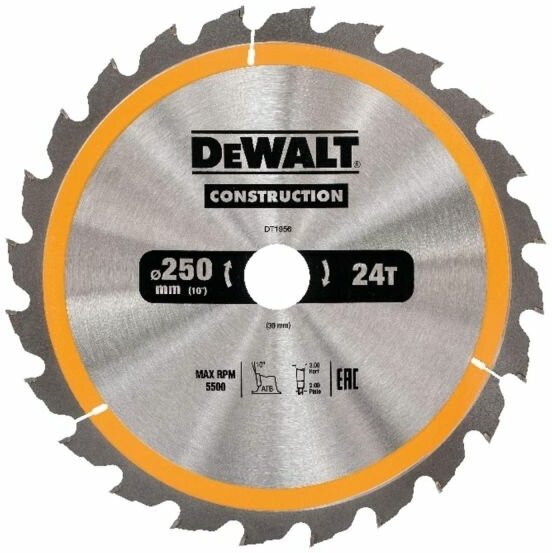 Пильный диск DEWALT CONSTRUCTION DT1956, 250/30 мм.