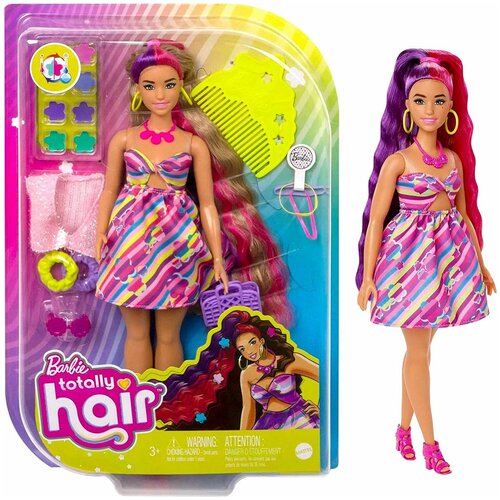 Кукла Барби Totally Hair в цветочном стиле Barbie кукла barbie totally hair бабочки hcm87