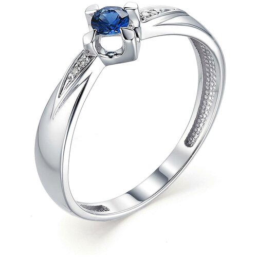 фото Алькор кольцо с сапфиром и бриллиантами из белого золота 13326-202, размер 17