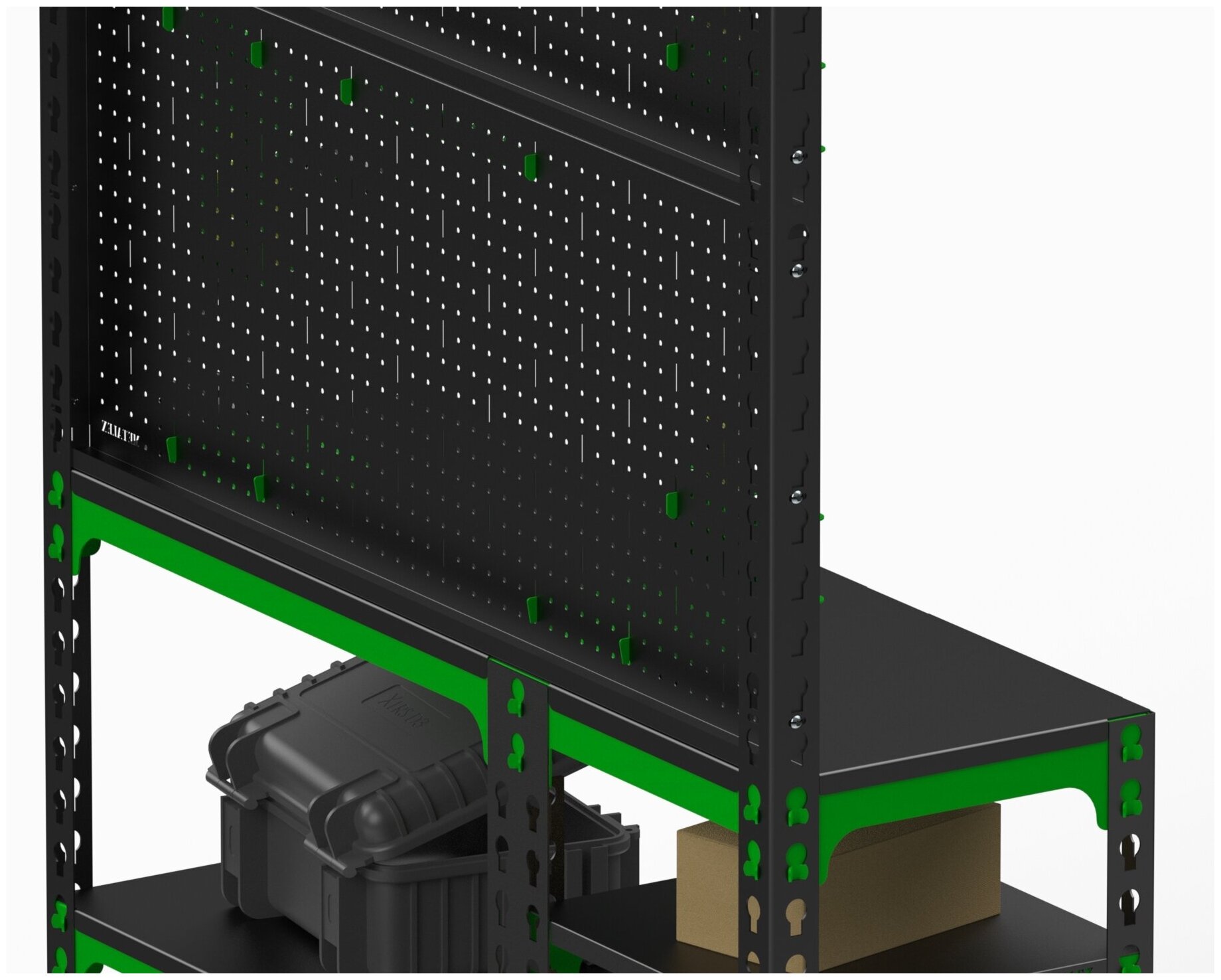 Стол-верстак Metalex 950х1000х500 (с боковыми полками двумя перфопанелями и комп аксессуаров)