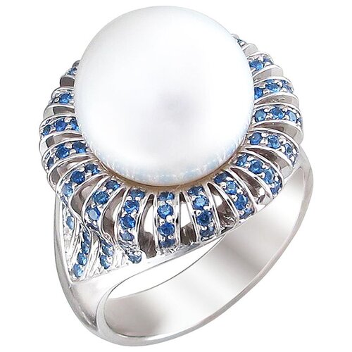 фото Эстет кольцо с жемчугом и сапфирами из белого золота 01к5210089-2, размер 17