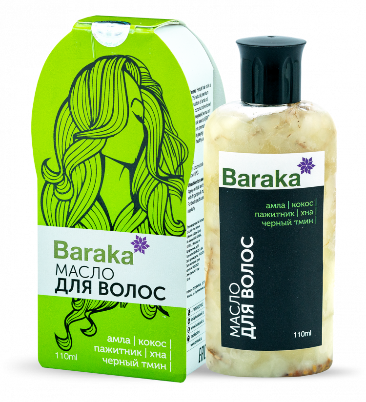 Масло для волос с амлой, пажитником и чёрным тмином Baraka 110 мл.