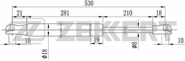 ZEKKERT GF-1678 Пружина газовая багажника BMW X5 (E53) 00-