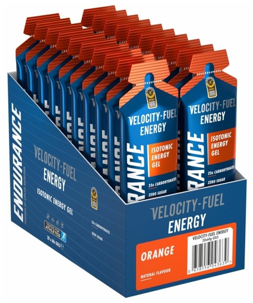 APPLIED NUTRITION, Endurance Velocity Fuel ENERGY Isotonic Gel, упаковка 20x60г (Апельсин)