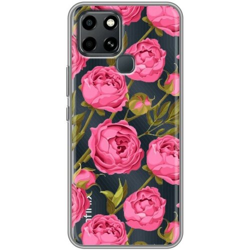 Полупрозрачный дизайнерский силиконовый чехол для Инфиникс Смарт 6 / Infinix Smart 6 Пара влюбленных