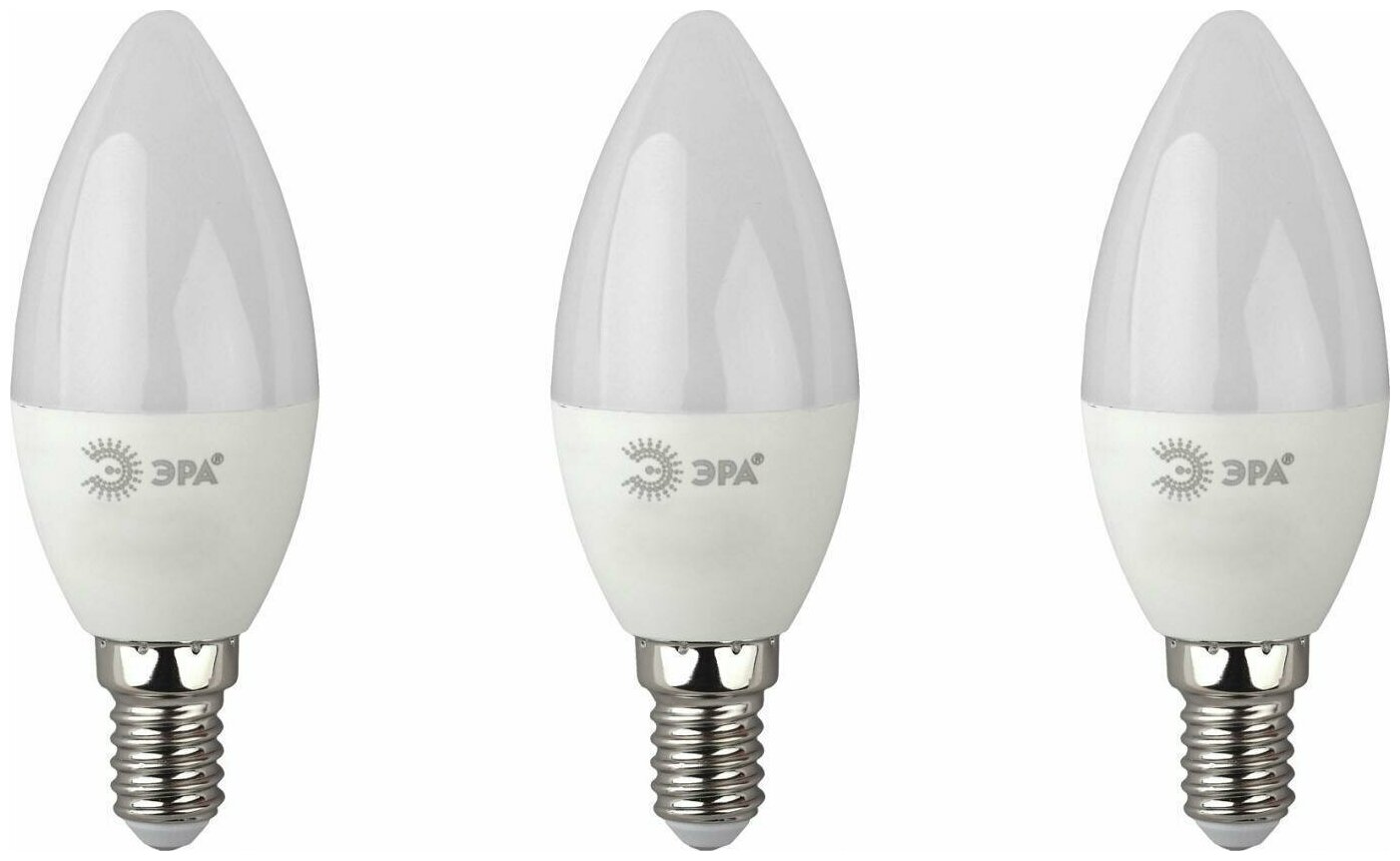 Светодиодная лампа ЭРА Eco 10W эквивалент 70W 2700K 800Лм E14 свеча (комплект из 3 шт)