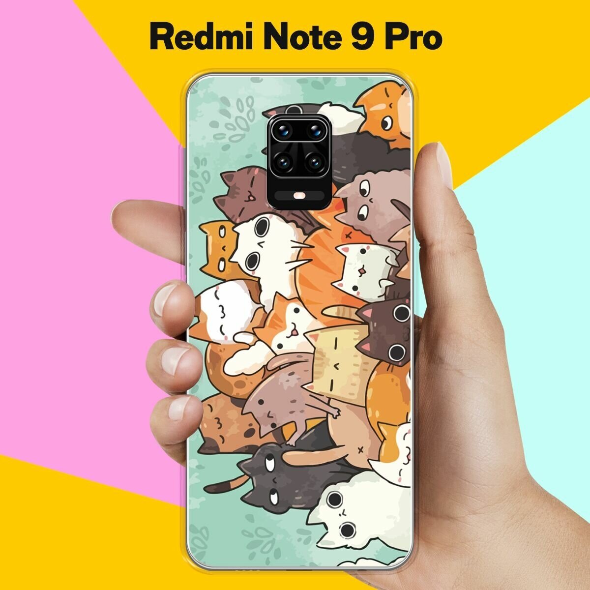 Силиконовый чехол на Xiaomi Redmi Note 9 Pro Много котов / для Сяоми Редми Ноут 9 Про