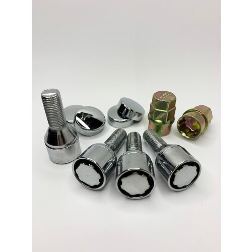 Комплект секретных болтов М12х1,25 (52мм/24мм) Хром вращающиеся кольцо 2 ключа