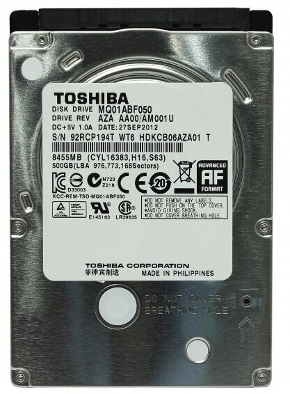 Жесткий диск Toshiba MQ01ABF050 500Gb 5400 SATAIII 2,5" HDD