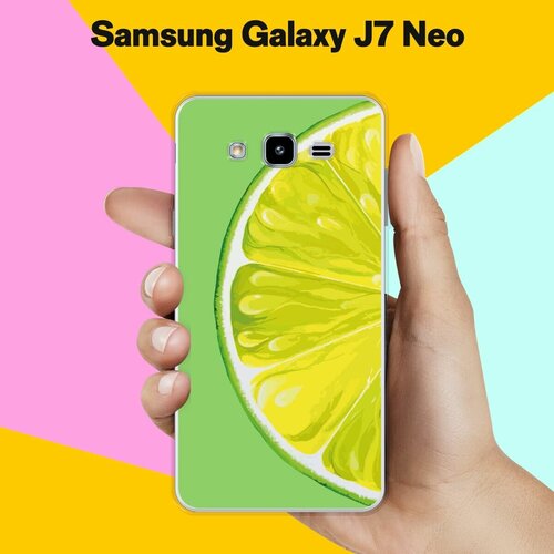 Силиконовый чехол на Samsung Galaxy J7 Neo Лайм / для Самсунг Галакси Джей 7 Нео матовый soft touch силиконовый чехол на samsung galaxy j7 neo самсунг джей 7 нео с 3d принтом duck swim ring черный