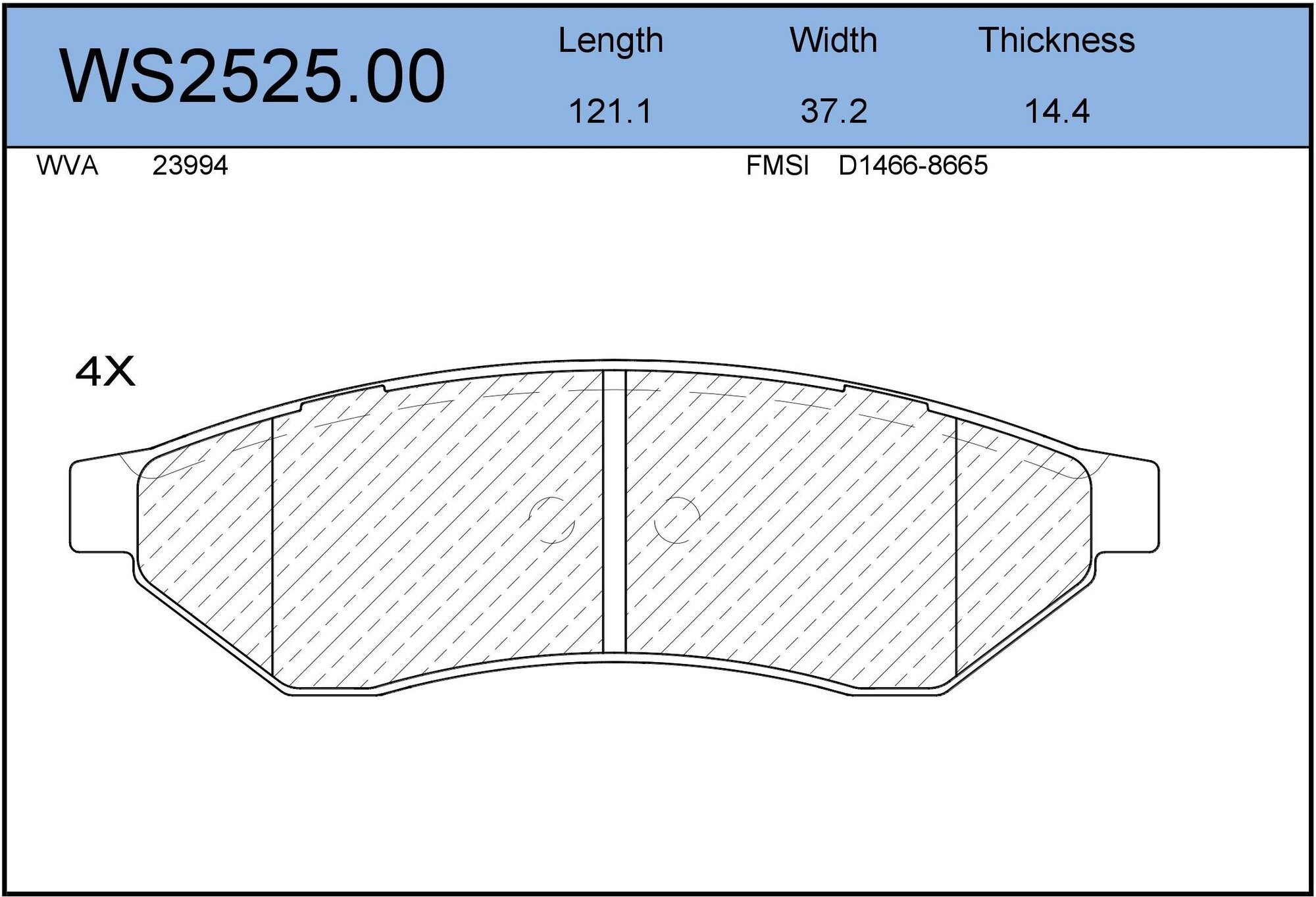 Колодки тормозные дисковые зад JEENICE WS2525.00