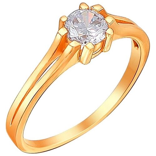 фото Эстет кольцо с 1 фианитом из серебра с позолотой 01к155708а, размер 17