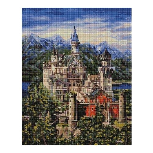 фото Алмазная мозаика замок в горах, картина стразами paintboy 40x50 см.