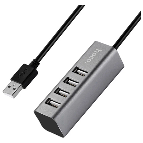 USB Хаб HOCO HB1 4хUSB (серый) usb хаб hoco hb1 usb2 0 4usb2 0 серебро с белым проводом usb